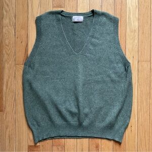 Women's Sleeveless V-Neck Sweater Vest Olive Green Size S/M Minimalist